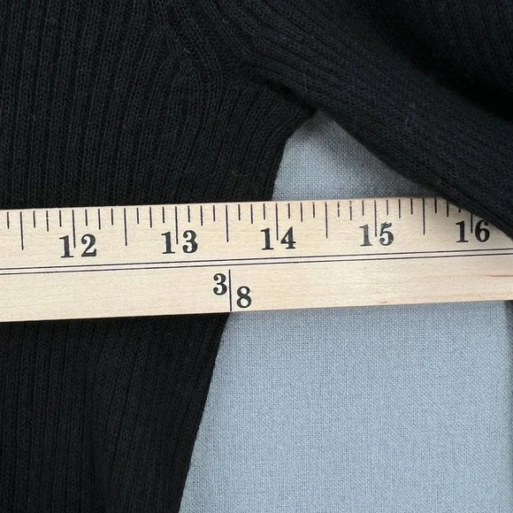 MADEWELL Sweater Womens Small Black Ruffle Sleeve Pullover Crew neck Ribbed - Picture 10 of 12